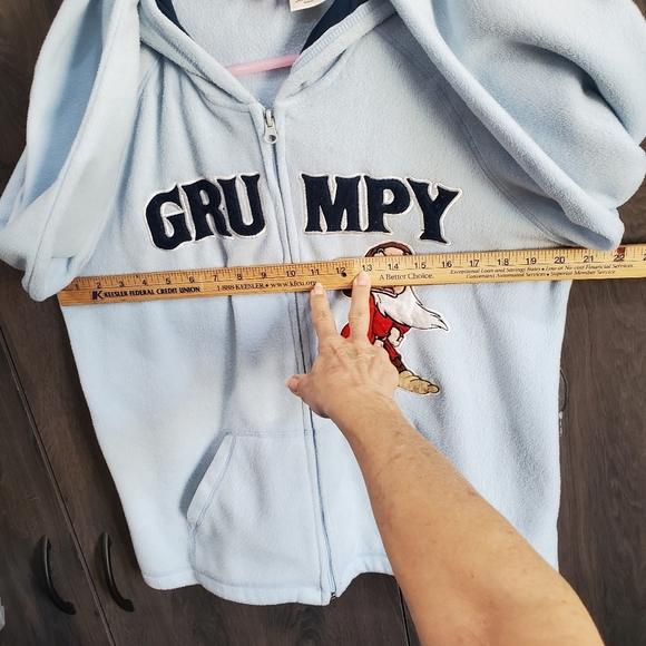 Vintage Disney Grumpy Fleece Zippered Hoodie 🌬 Baby Blue 👶 L👀K - Picture 9 of 11